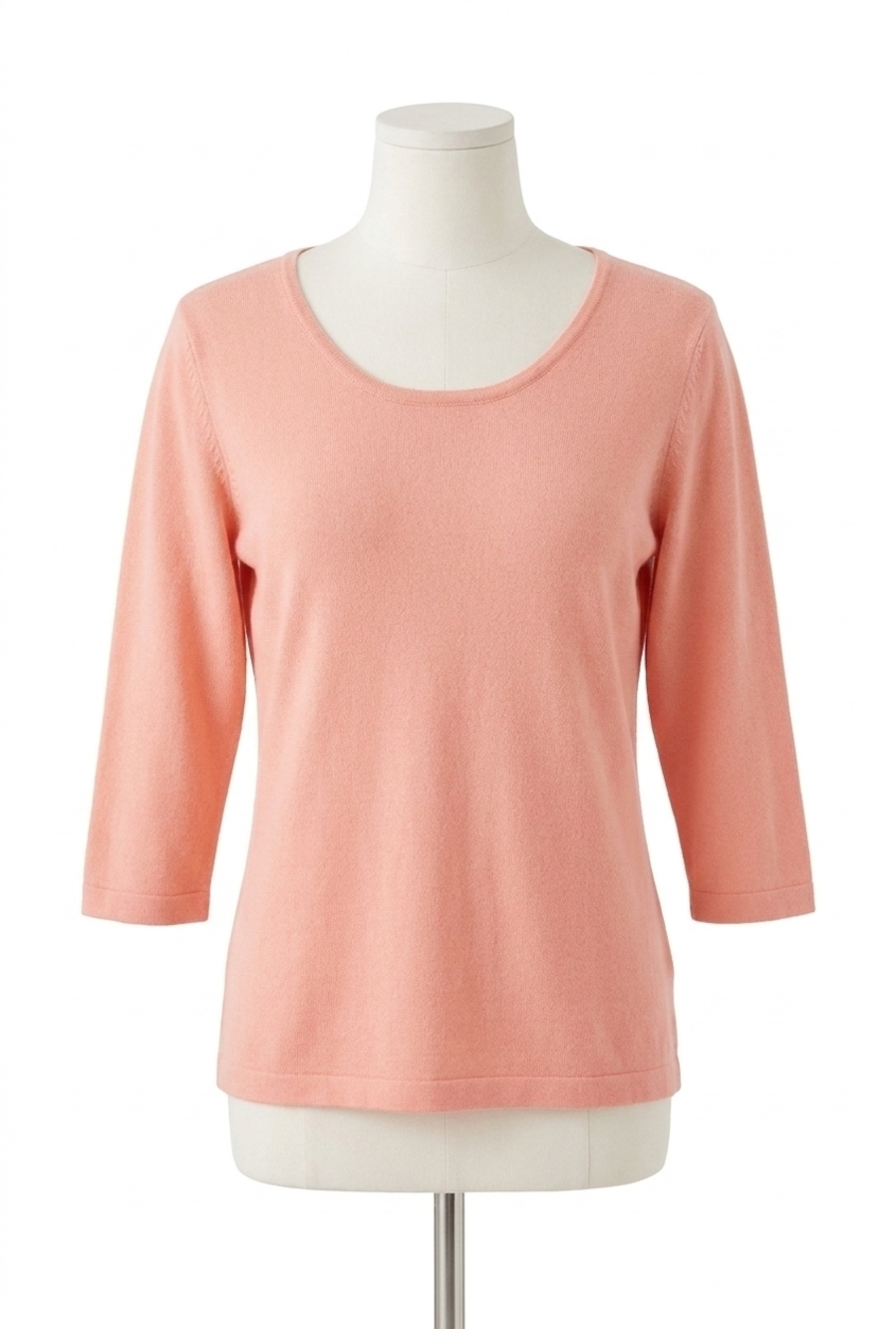 NEW ANGEL 3/4 scoop neck top in peach